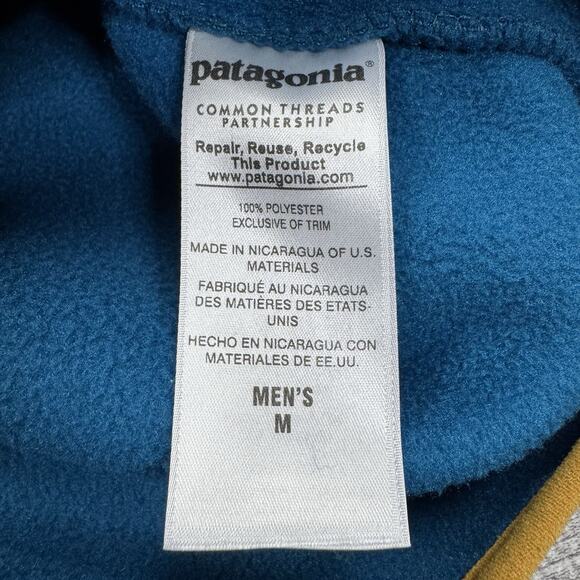 Vintage Patagonia Synchilla Men’s Sz M Yellow Blue Snap-T Fleece Pullover 25450 - Picture 6 of 9